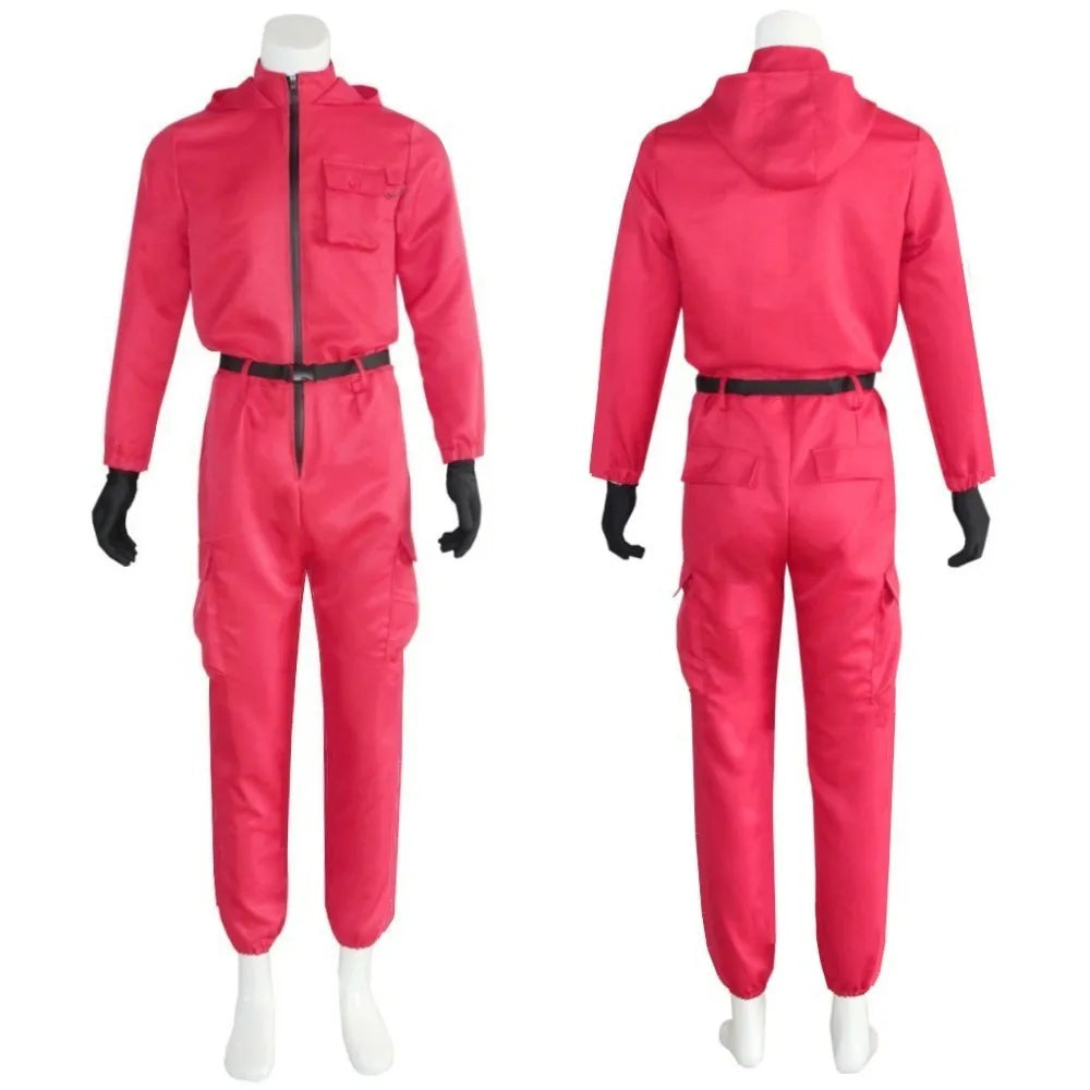 Game Red Calamari Game Jumpsuit Cosplay Party Tracksuit Outfits Props Role Play Classic Belt Full