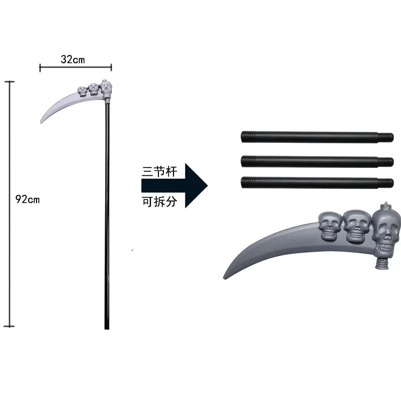 2024 Halloween New Party Role Playing Children Adult Death Black Cloak Halloween Skull Ball Costume Prop Set Children Adult Gift