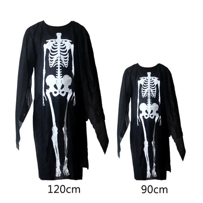 2024 Halloween New Party Role Playing Children Adult Death Black Cloak Halloween Skull Ball Costume Prop Set Children Adult Gift