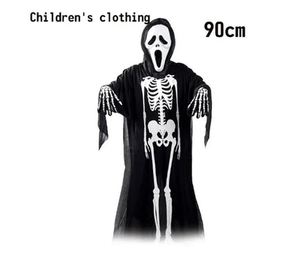 2024 Halloween New Party Role Playing Children Adult Death Black Cloak Halloween Skull Ball Costume Prop Set Children Adult Gift